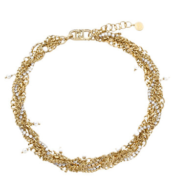 Liu Jo - Vrstvený náhrdelník Choker s krystaly a perličkami LJ3074