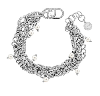 Liu Jo - Vícevrstvý ocelový náramek s krystaly a perličkami LJ3073