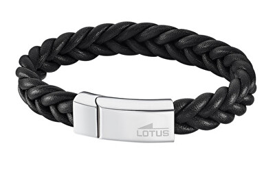 Lotus Style - Černý kožený náramek Men Basic LS2095-2/2