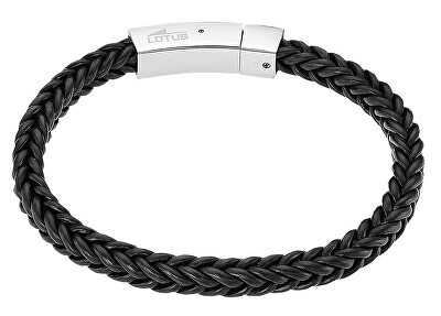 Lotus Style - Černý kožený náramek Men Basic LS2386-2/1