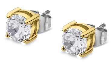 Lotus Style - Moderní pozlacené náušnice se zirkony LS2167-4/3