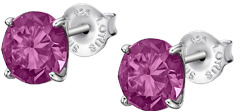 Lotus Silver - Elegantní stříbrné náušnice s fuchsiovými krystaly Swarovski LP2005-4/2