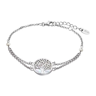 Lotus Silver - Elegantní stříbrný náramek Strom života s perletí LP1678-2/1