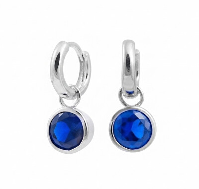 Modesi - Strieborné kruhové náušnice Dark Blue QJERY3928LW