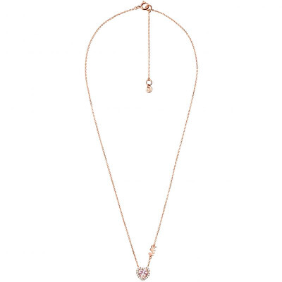 Michael Kors - Něžný bronzový náhrdelník se zirkony Pavé Heart MKC1520A2791