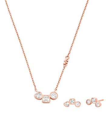 Michael Kors - Pozlacená souprava stříbrných šperků MKC1766SET (náhrdelník, náušnice)