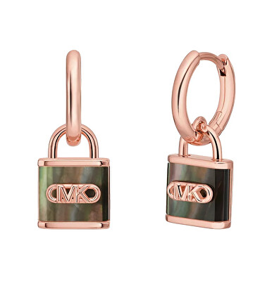Michael Kors - Pozlacené kruhové náušnice s perletí Kors Lock MKC1743TL791