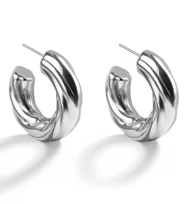 Marc Malone - Moderní ocelové kruhy Celeste Silver Earrings MCE250192S