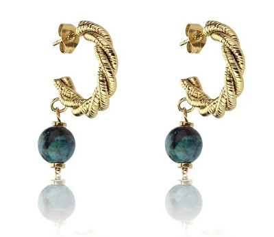 Marc Malone - Módní pozlacené náušnice Grace Green Earrings MCE23004G