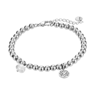 Marc Malone - Ocelový korálkový náramek Layla Silver Bracelet MCB23015S