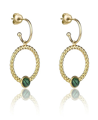 Marc Malone - Pozlacené náušnice 2v1 Ellie Green Earrings MCE23001G