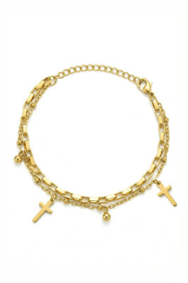 Marc Malone - Pozlacený dvojitý náramek Leaf Gold MCB260614G