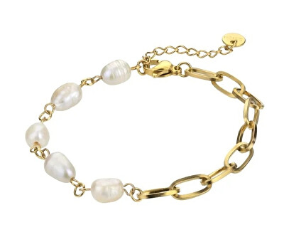 Marc Malone - Půvabný pozlacený náramek s perlami Emma Gold Bracelet MCB23001G