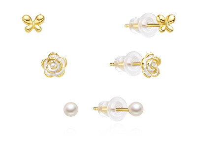 MOISS - Hravá sada pozlacených náušnic E0004877 (3 páry náušnic)