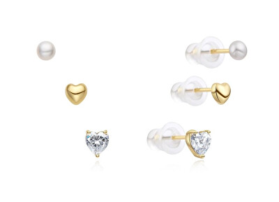 MOISS - Sada pozlacených peckových náušnic E0004934 (3 páry náušnic)