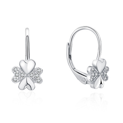 MOISS - Hravé stříbrné náušnice se zirkony čtyřlístky E0000565