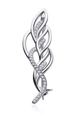 MOISS - Luxusní stříbrná brož s čirými zirkony O0000014