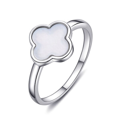 MOISS - Luxusní stříbrný prsten s perletí Čtyřlístek R0004455-P