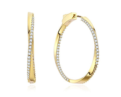 MOISS - Moderní pozlacené kruhy s čirými zirkony E0004970