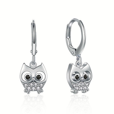 MOISS - Něžné kruhové náušnice s přívěsky Sova E0002888