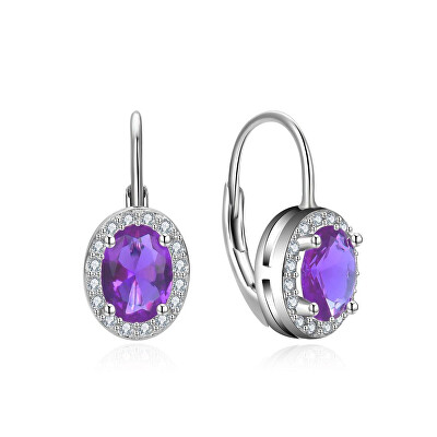 MOISS - Originální stříbrné náušnice s fialovými zirkony E0001209