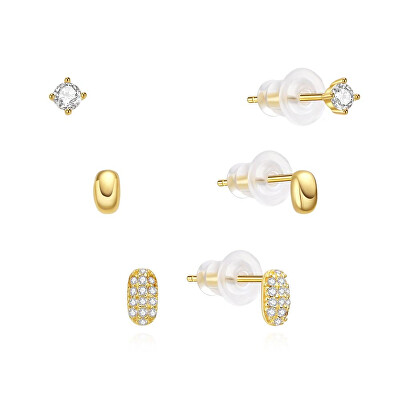 MOISS - Pozlacená sada slušivých náušnic E0004886 (3 páry náušnic)