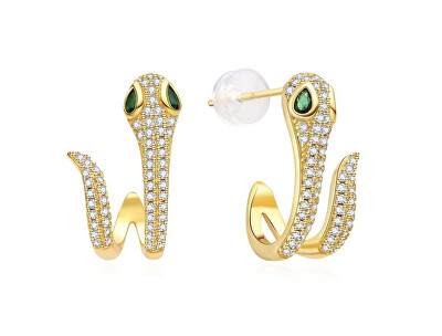 MOISS - Pozlacené náušnice Had s kubickými zirkony E0004974