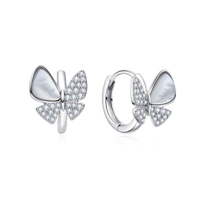 MOISS - Roztomilé dětské kruhové náušnice se zirkony Motýl ETERNITY E0004950