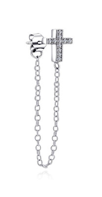 MOISS - Single řetízková náušnice Křížek s čirými zirkony E0004269