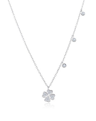 MOISS - Slušivý stříbrný náhrdelník se čtyřlístkem N0000468