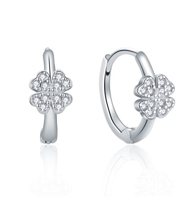 MOISS - Stříbrné třpytivé kruhy Čtyřlístek E0002907