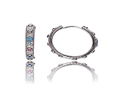 MOISS - Stříbrné kruhové náušnice se zirkony E0002976