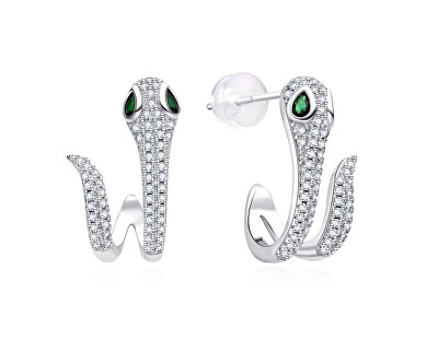 MOISS - Stříbrné náušnice Had s kubickými zirkony E0004973