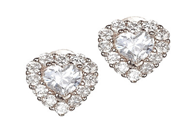 MOISS - Stříbrné náušnice Třpytivé srdce E0003202