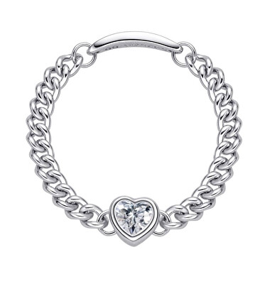 MOISS - Stříbrný řetízkový prsten Třpytivé srdce CZR00011-P