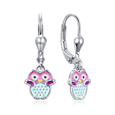 MOISS - Visací stříbrné náušnice pro dívky Sovičky E0003771
