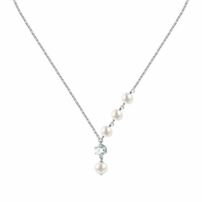 Morellato - Elegantní náhrdelník s pravými perlami a zirkonem Perla SXU55