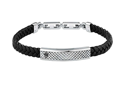 Maserati - Černý kožený náramek pro muže Leather JM525AVE36