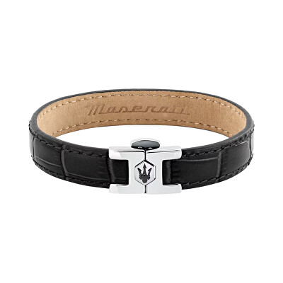 Maserati - Čierny kožený náramok pre mužov Leather JM2269LA01