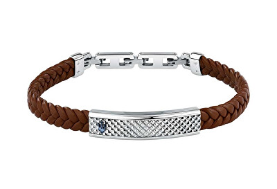Maserati - Hnědý kožený náramek pro muže Leather JM525AVE37