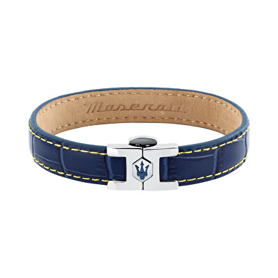 Maserati - Modrý kožený náramek pro muže Leather JM2269LA02