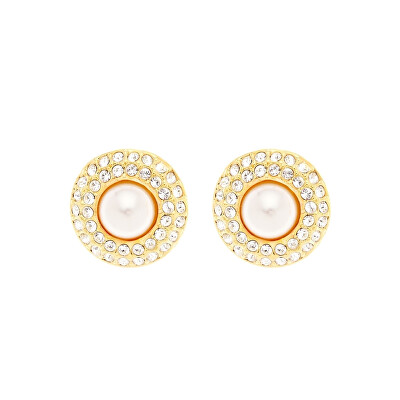 Oliver Weber - Okouzlující pozlacené náušnice s perlou Velena Lumiere 23240G