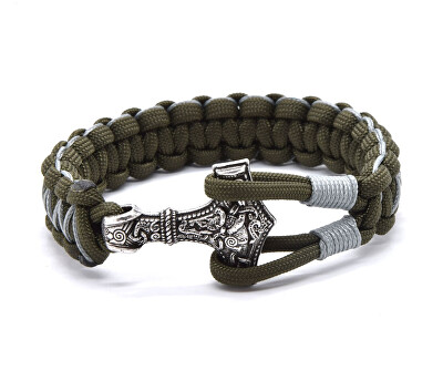 Cordell - Olivový paracord náramek Thorovo kladivo - Mjoelnir