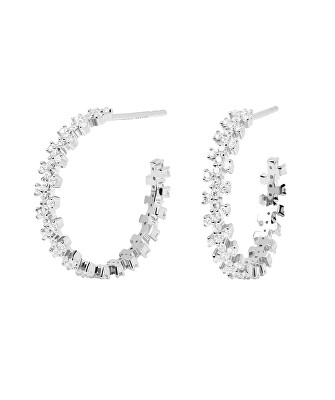 PDPAOLA - Nepřehlédnutelné stříbrné náušnice kruhy CROWN Silver AR02-579-U