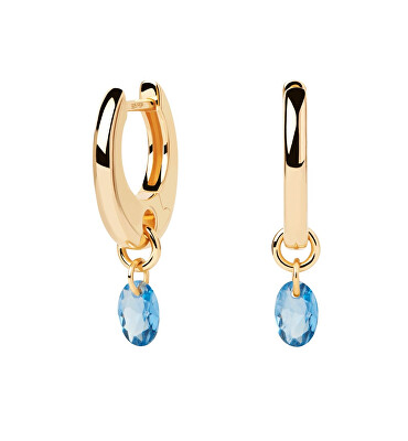 PDPAOLA - Pozlacené kruhové náušnice s přívěsky Blue Lily Gold AR01-B94-U