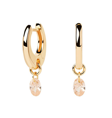 PDPAOLA - Pozlacené kruhové náušnice s přívěsky Peach Lily Gold AR01-B93-U