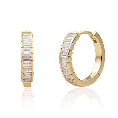 Sparkling Jewels - Pozlacené kruhové náušnice s kubickými zirkony EAG23