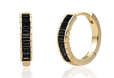 Sparkling Jewels - Pozlacené náušnice s černými kubickými zirkony EAG23-CZ02