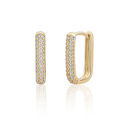 Sparkling Jewels - Pozlacené visací náušnice s kubickými zirkony EAG24