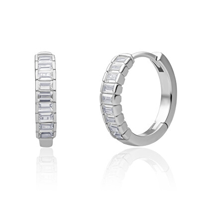Sparkling Jewels - Stříbrné kruhové náušnice s kubickými zirkony EAS23